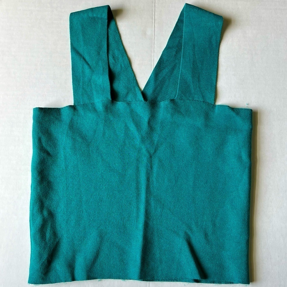 House of Harlow 1960 wide strap compression knit crop top teal medium
